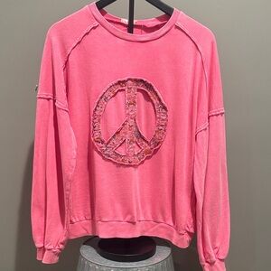 Easel Pink Peace Sign Sweatshirt